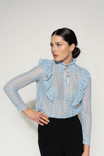 Load image into Gallery viewer, Lace Blouse - As You Wish Boutique  black lace blouse orange lace blouse blue lace blouse black ruffled blouse orange ruffled blouse blue ruffled blouse black lace ruffled blouse orange lace ruffled blouse blue lace ruffled blouse black lace top orange lace top blue lace top black lace shirt orange lace shirt blue lace shirt black ruffled top orange ruffled top blue ruffled top
