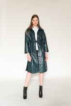 Load image into Gallery viewer, Dark Green Leather Trench - As You Wish Boutique leather trench coat green leather trench coat fall spring coat 