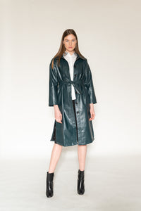 Dark Green Leather Trench - As You Wish Boutique leather trench coat green leather trench coat fall spring coat 
