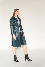 Load image into Gallery viewer, Dark Green Leather Trench - As You Wish Boutique leather trench coat green leather trench coat fall spring coat 