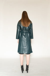 Dark Green Leather Trench - As You Wish Boutique leather trench coat green leather trench coat fall spring coat 