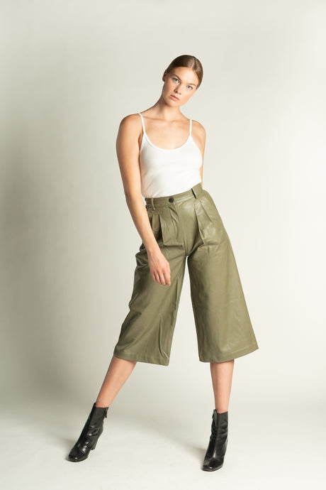 Olive Trousers - As You Wish Boutique leather pants leather trousers olive leather pants olive leather trousers wide leg leather pants wide leg leather trousers 