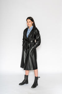 Black Leather Trench - As You Wish Boutique leather trench coat black leather trench coat fall spring coat 