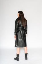 Load image into Gallery viewer, Black Leather Trench - As You Wish Boutique leather trench coat black leather trench coat fall spring coat 
