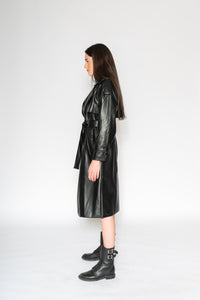 Black Leather Trench - As You Wish Boutique leather trench coat black leather trench coat fall spring coat 