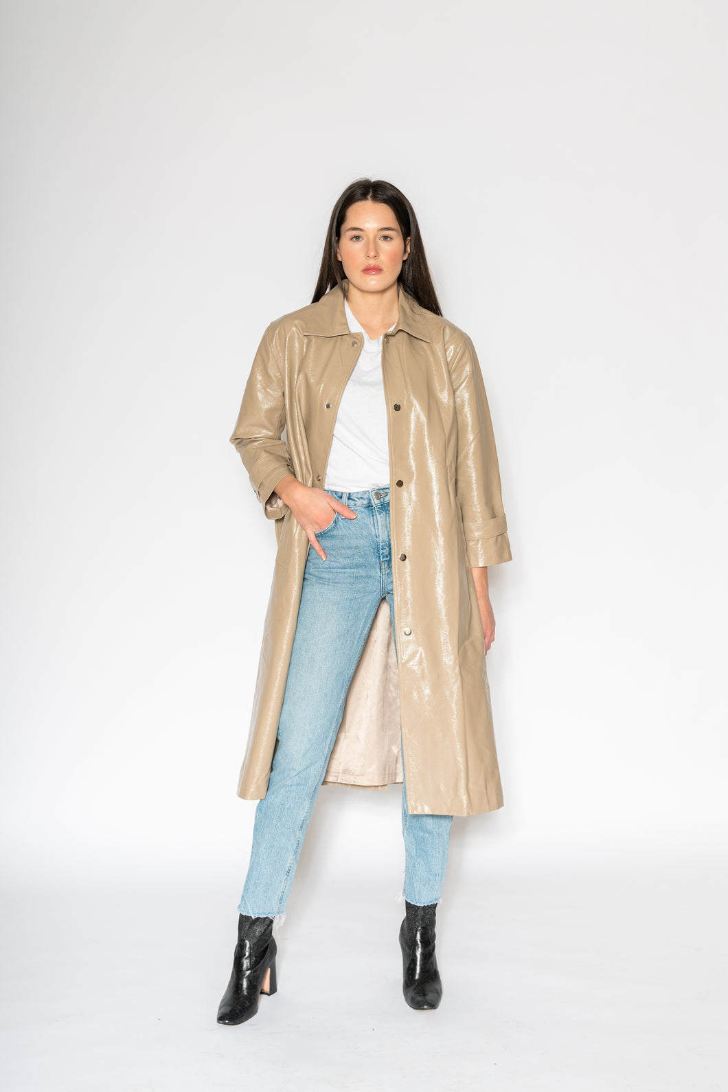 Patent Trench - As You Wish Boutique patent trench coat beige trench coat shimmer trench coat patent leather trench coat beige patent leather fall spring coat