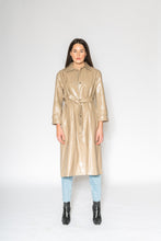Load image into Gallery viewer, Patent Trench - As You Wish Boutique patent trench coat beige trench coat shimmer trench coat patent leather trench coat beige patent leather fall spring coat