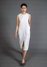 Load image into Gallery viewer, Linen Knot Dress - As You Wish Boutique inen dress white linen dress dress with back detailing open back dress summer dress summer linen dress white summer dress white summer linen dress