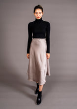 Load image into Gallery viewer, Slip Skirt - As You Wish Boutique black slip skirt champagne slip skirt black midi skirt silver midi skirt black midi slip skirt silver midi slip skirt champagne midi slip skirt black satin slip skirt silver satin slip skirt champagne satin slip skirt